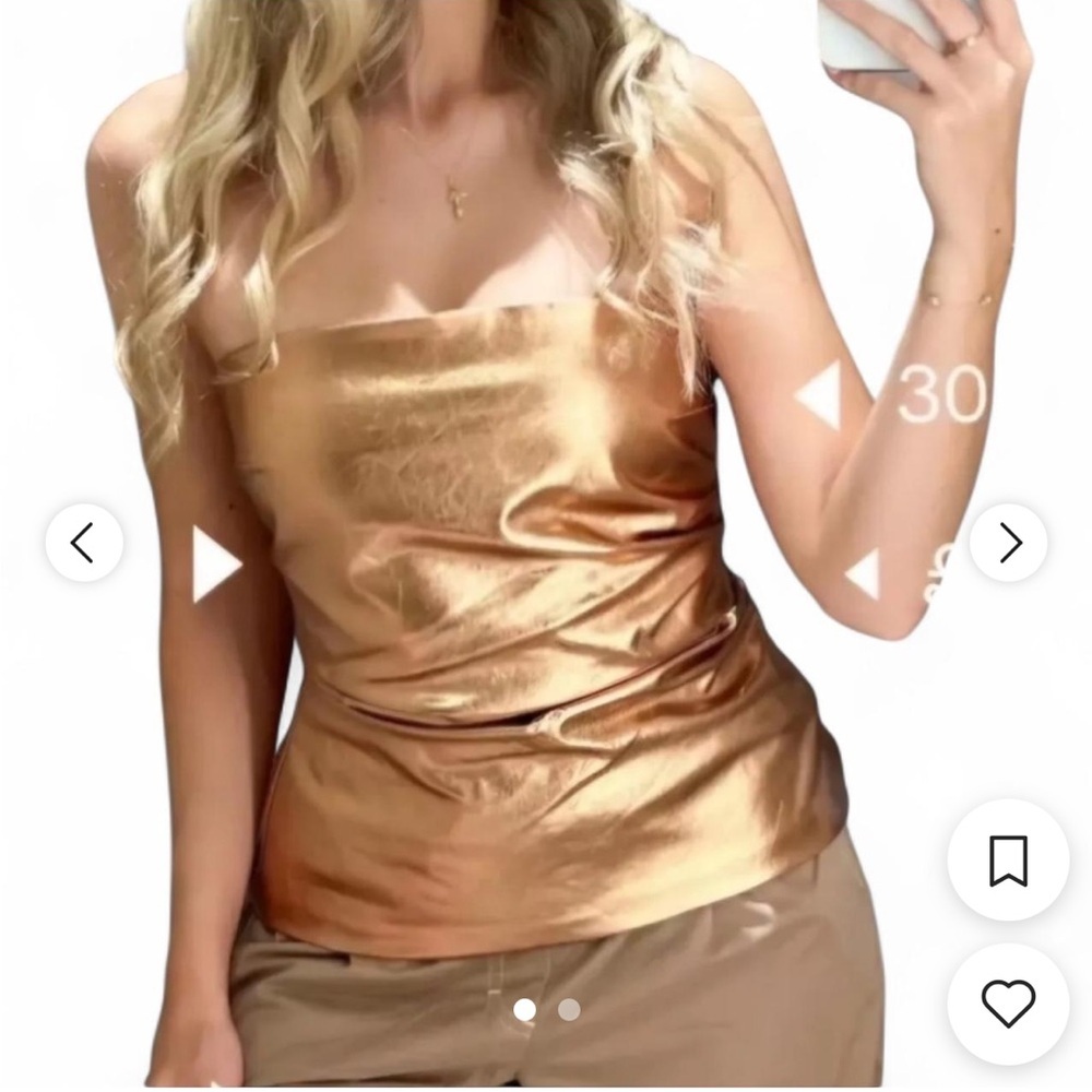 Zara metallic rose gold strapless tube top - Picture 3 of 11